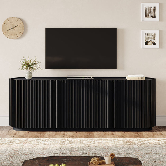 TV Stand With Fluted Tambour Style Door
