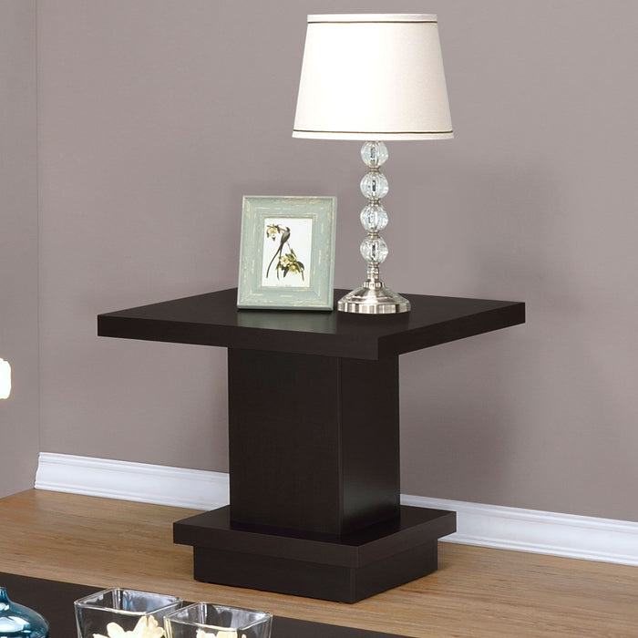 Mbala - Square Pedestal End Table - Cappuccino