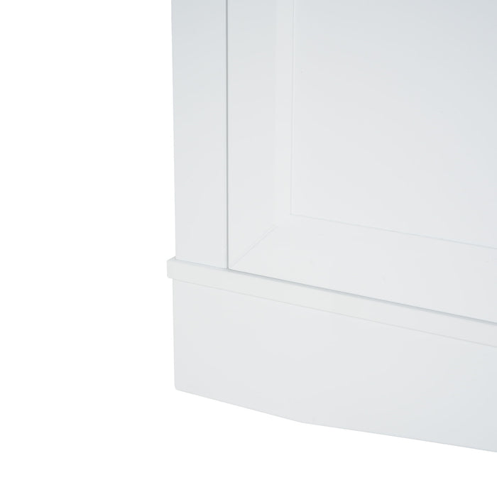 TV Console Stand, Glass Doors & Storage Drawers, Adjustable Shelves