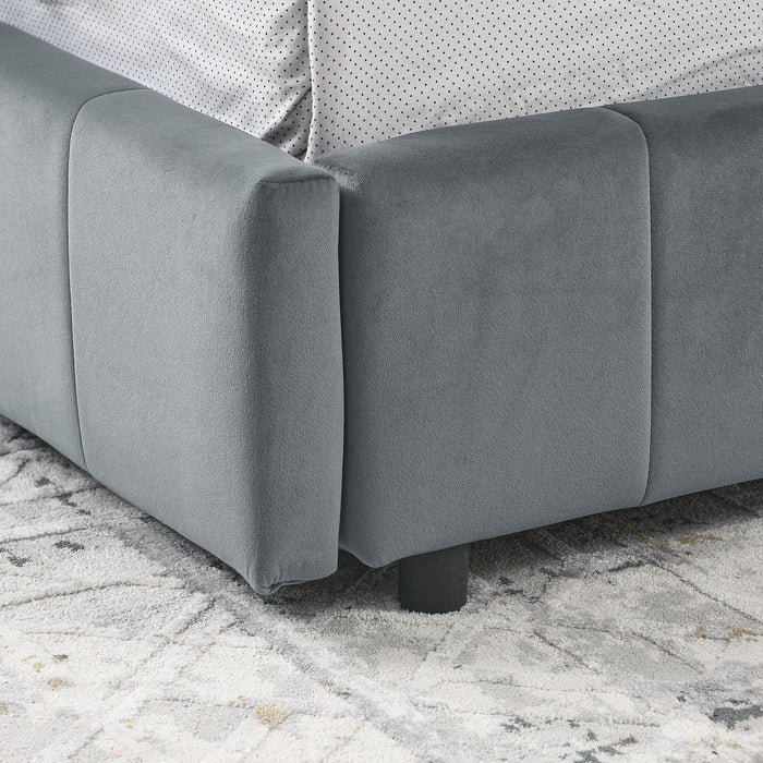 Elegant Storage Upholstered Tufted Bed Frame With Backrest And Armrests