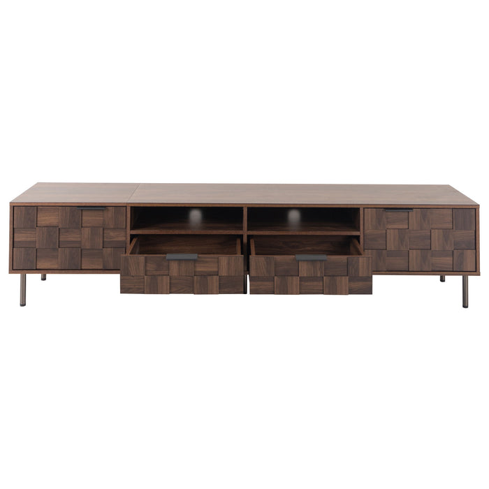 Mid Century TV Stand With 2 Drawers, Media Console Table For Tvs Up To 85'', Entertainment Center With Storage For Living Room - Dark Brown