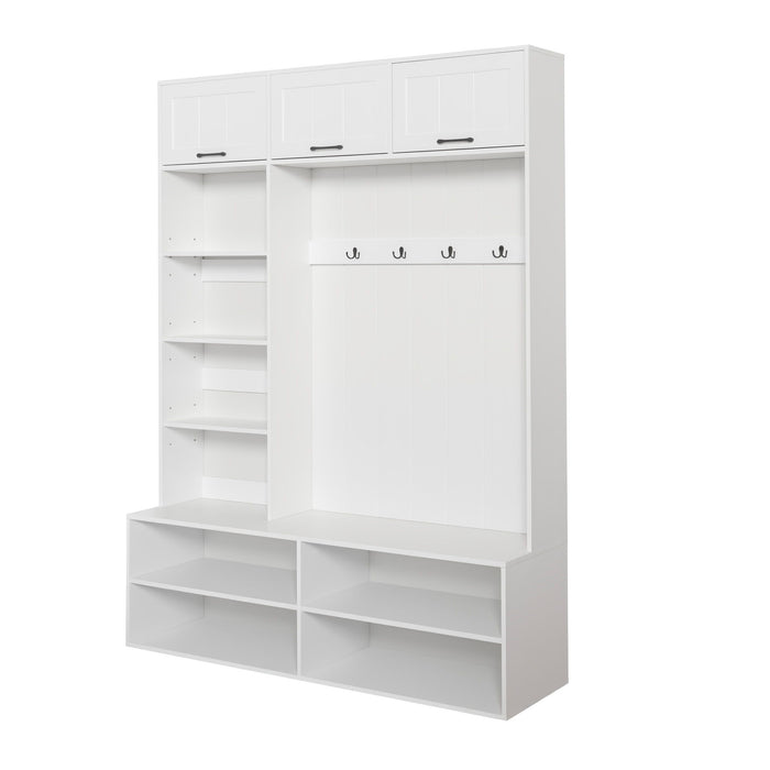 Farmhouse Hall Tree & Bench And Shoe Storage