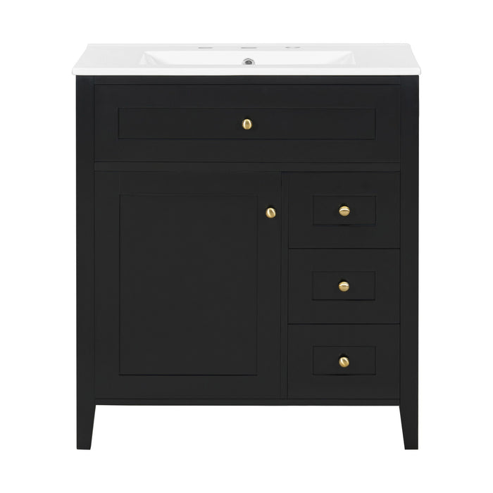 Bathroom Vanity With Sink, 3 Drawers And Adjustable Shelf