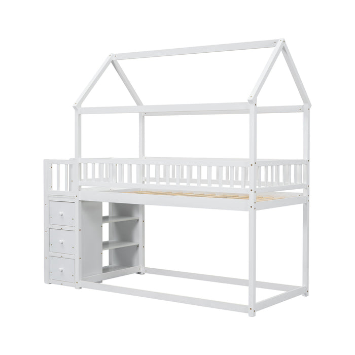 Bunk Bed With Shelves And Drawers, Storage Focused Design
