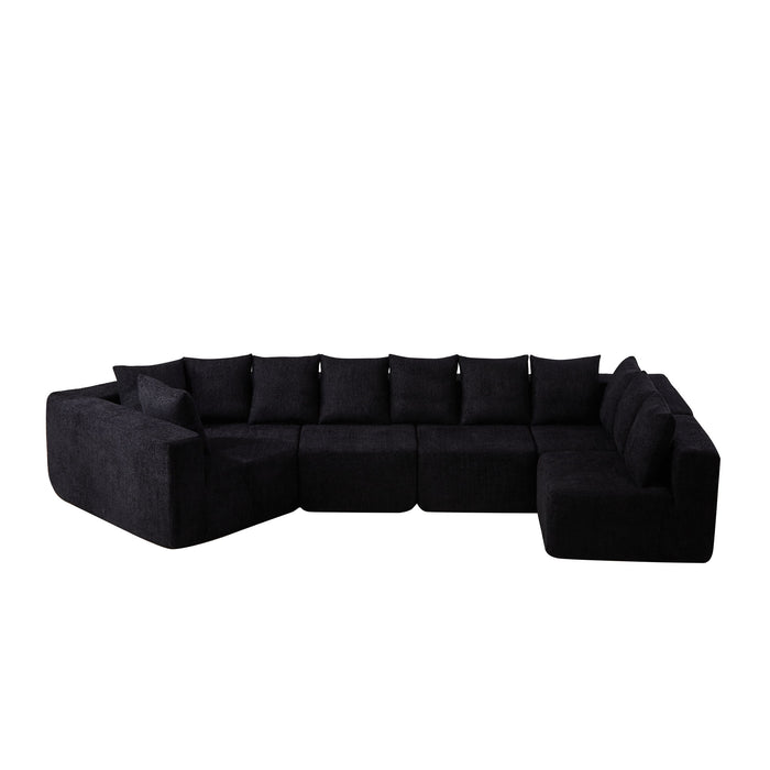 L - Shaped Modular Sofa With Deep Seat And 11 Pillows