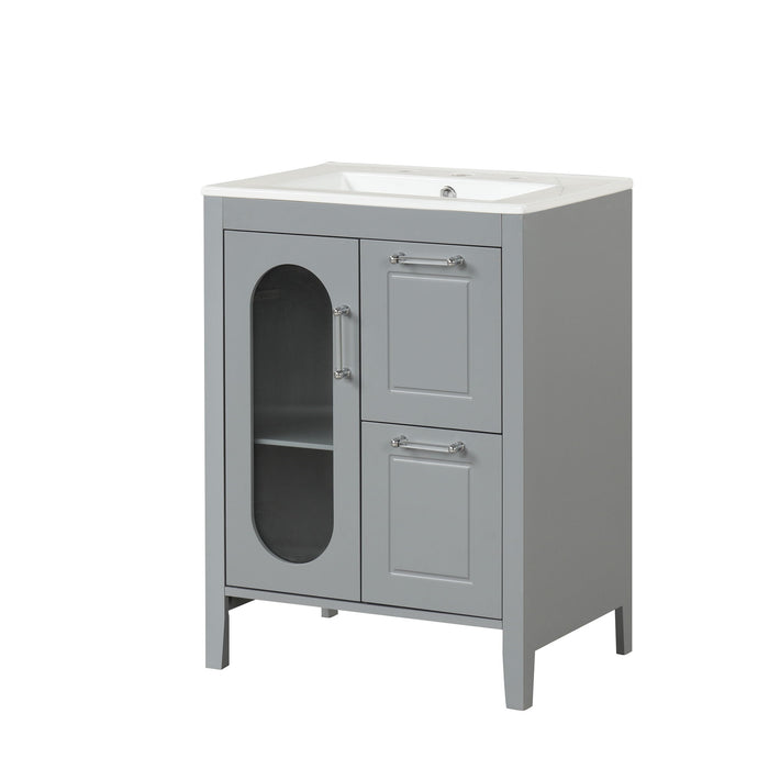 Modern Bathroom Vanity With Sink, Cabinet With 2 Drawers And Door, Adjustable Shelf