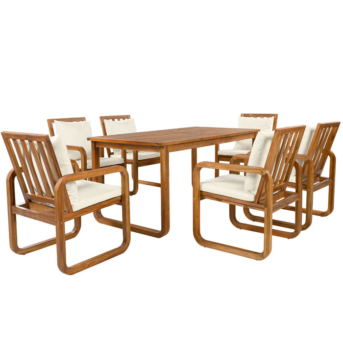 7 Piece Outdoor Patio Dining Set With Removable Cushions