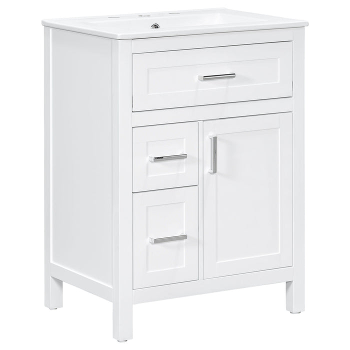 Modern Bathroom Vanity With Sink, Flip Drawer & 2 Drawers, Soft Close Hinges, Adjustable Shelf