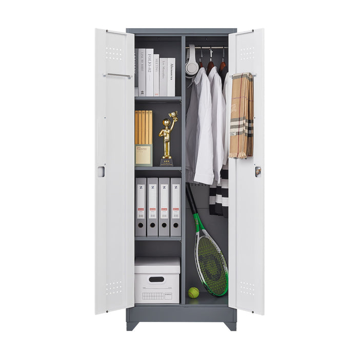 Lockers With Locking Doors, Adjustable Shelves, High Broom Tool Storage Cabinet