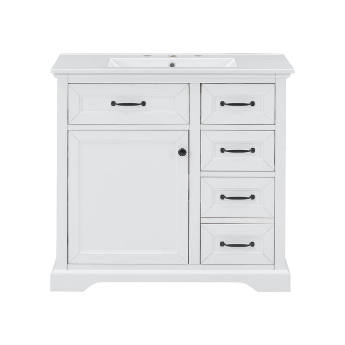 36" Bathroom Vanity With Sink, 2 Tip-Out Drawers, Soft Close Hinges