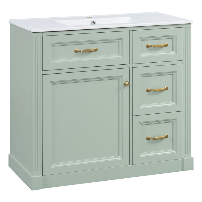 Modern Bathroom Vanity With Sink, 4 Drawers, Soft-Close Door, Adjustable Shelf