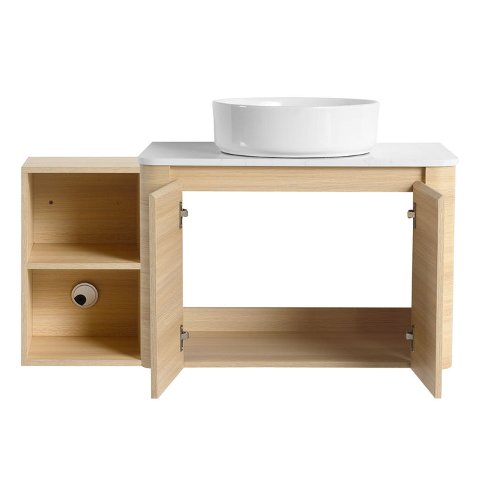 Mounted Bathroom Vanity With Art Sink, Storage Shelves, Soft Close Door