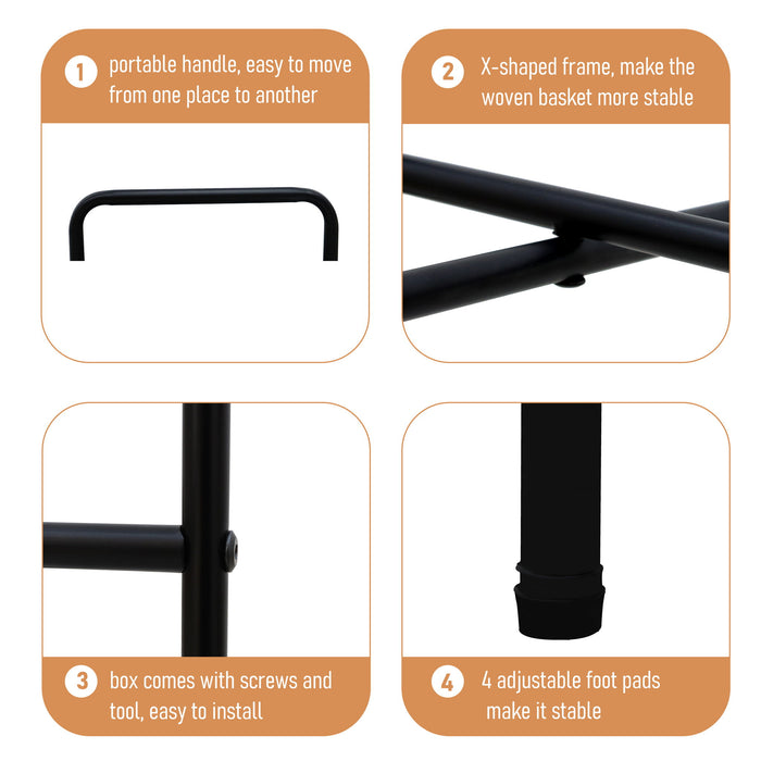 Modern 3 Tier Handwoven Side Table With Oval Organizer