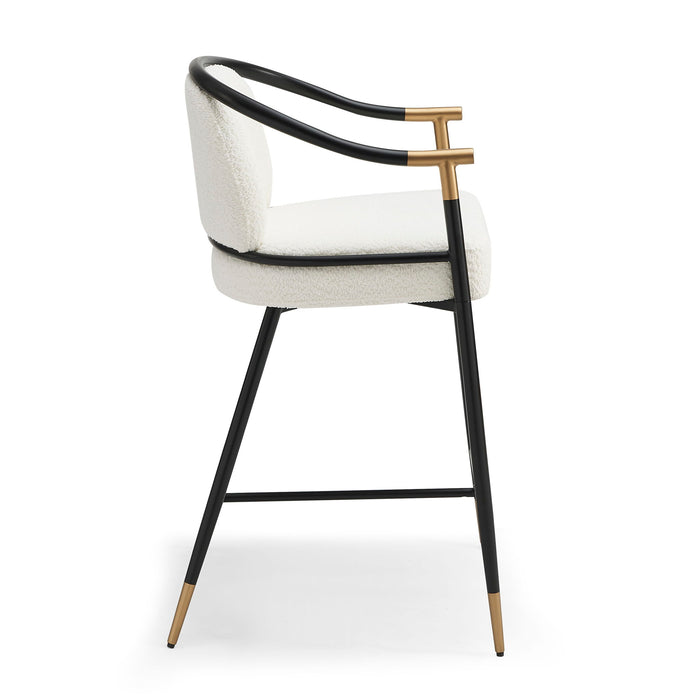 Contemporary Upholstered Counter Stool Set With Metal Frame