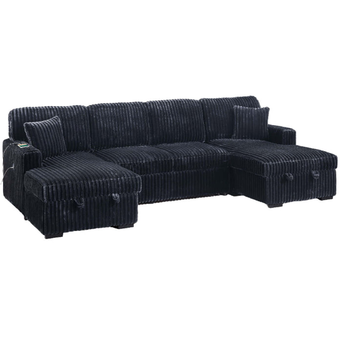 Convertible Sectional Upholstered Sleeper Sofa With Storage Chaise