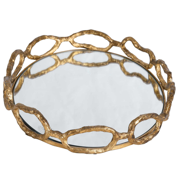 Cable - Chain Mirrored Tray - Gold