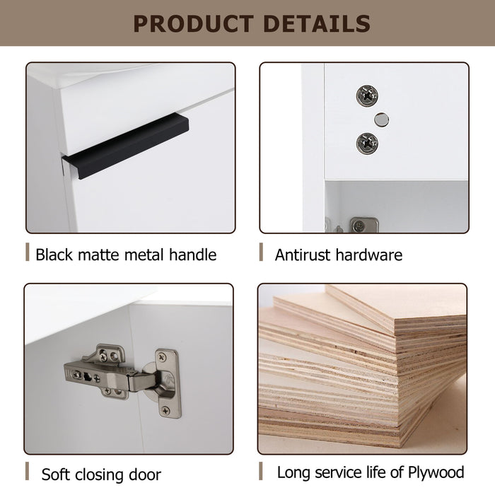 Wall Mounted Bathroom Vanity With Sink And Storage Rack, Soft Close Doors