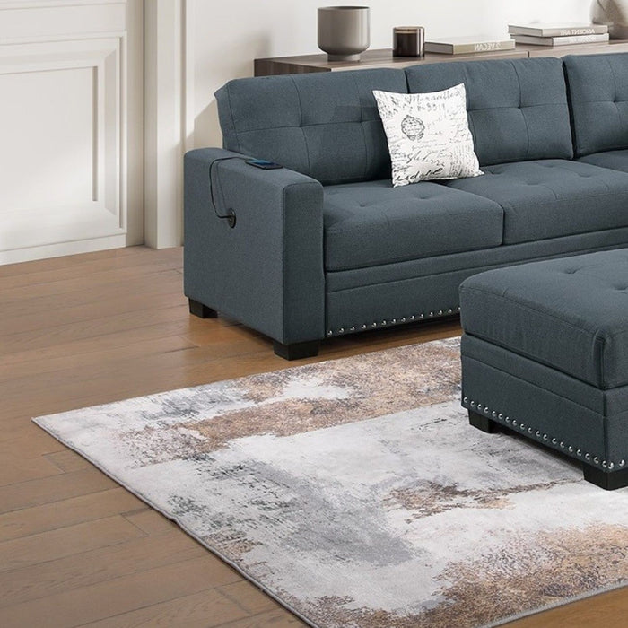 Casual Simple Tufted Sectional 4 Piece Set With USB Loveseat