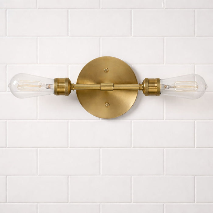 Reverie - Double Lights Bathroom Wall Sconce Over Mirror - Clear / Gold