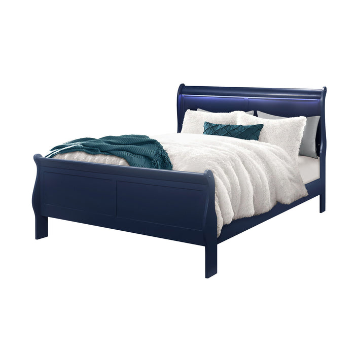 Charlston - Modern Sleigh Design Bed With LED