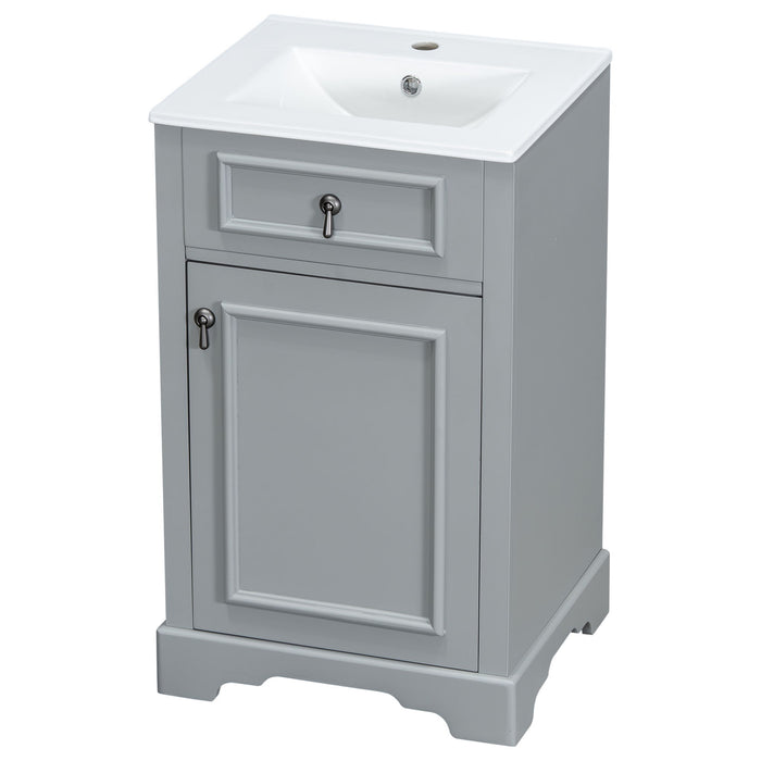 Elegant Bathroom Vanity With Ceramic Sink, Soft Close Door, Adjustable Shelf