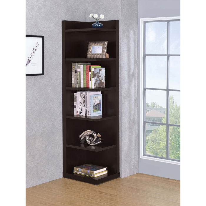 6 Tier Corner Bookcase - Cappuccino
