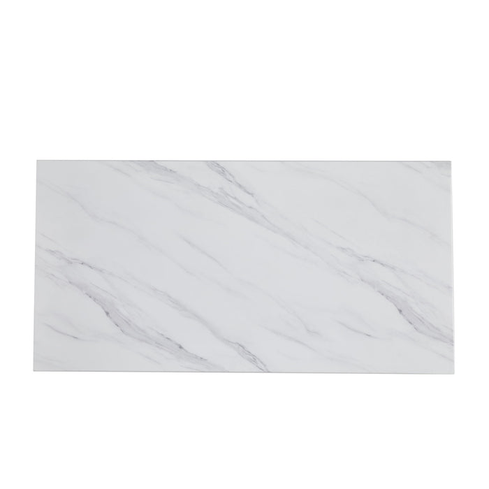 Rectangular Dining Table - Silver / White