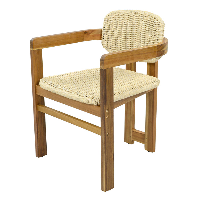 Outdoor Accent Armchairs For Patio (Set of 2) - Natural / Teak