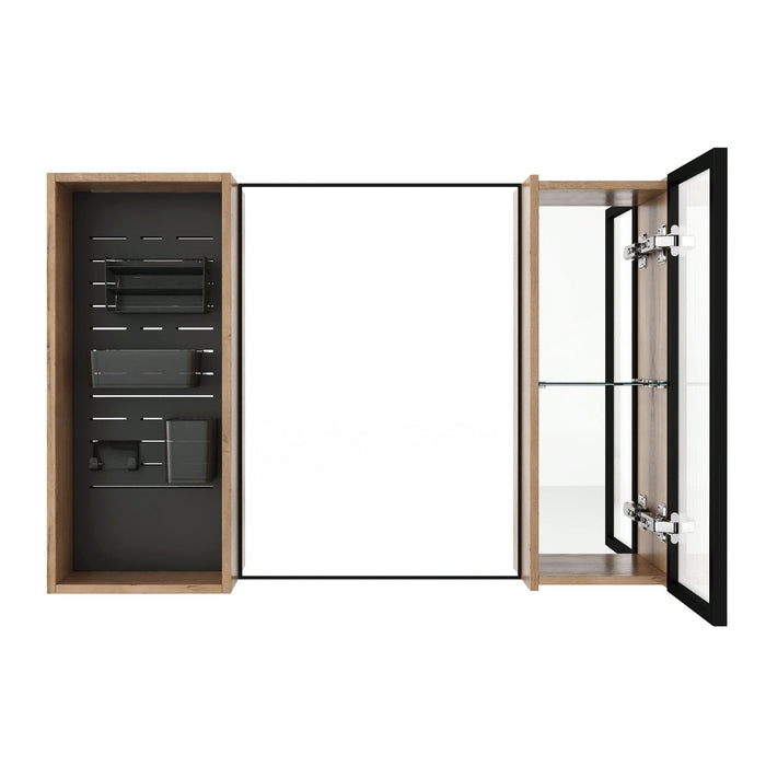 41.6" Wall Mounted Bathroom Cabinet With Adjustable Shelves Storage Cabinet - Imitative Oak
