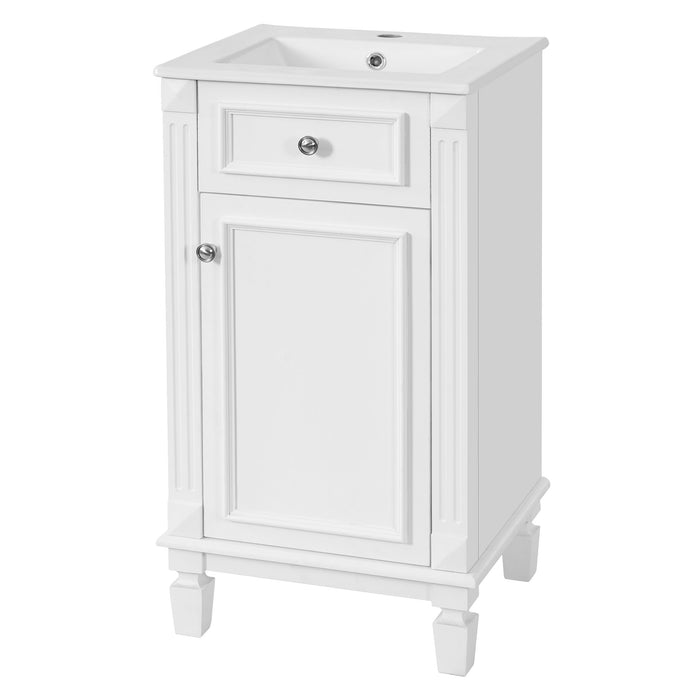 Bathroom Vanity With Sink, Cabinet, Soft-Closing Door, Adjustable Shelf - White