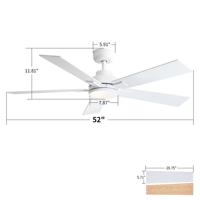 Reversible Motor Integrated LED Dimmable Ceiling Fan With Light