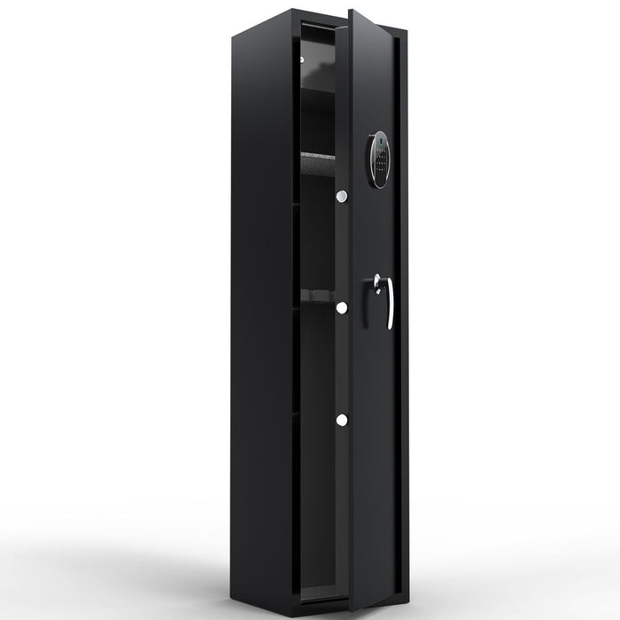 Large Capacity Quick Access Fingerprint Gun Safe, 4 - 5 Gun Biometric Metal Rifle Gun Security Cabinet Safe Locker - Black
