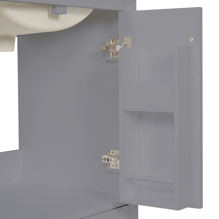 Bathroom Vanity With Sink, 1 Divided Drawer And 2 Soft Close Doors With Double Shelf