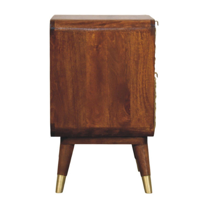 Avora - Brass Embossed 2 Drawer Nightstand - Brown / Golden