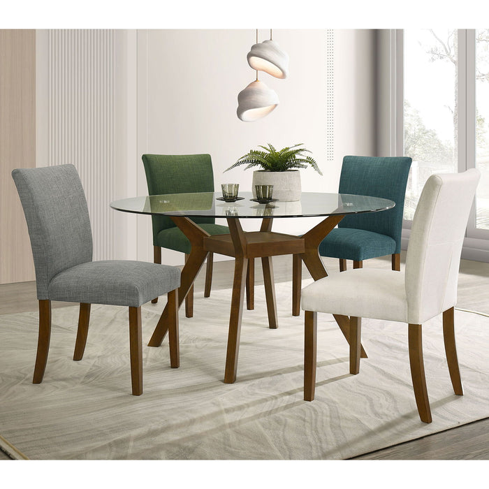 Flynn - Round Glass Top Dining Table - Brown