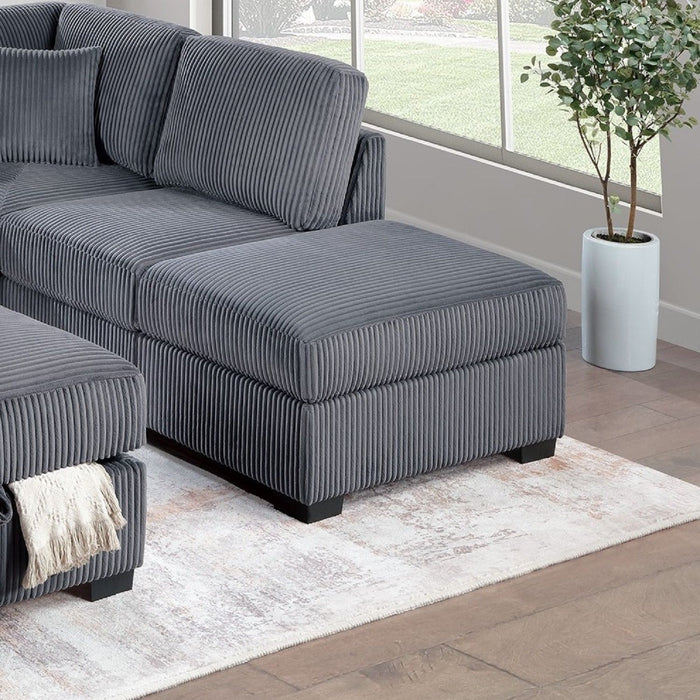 3 Piece Sectional Sofa With Reversible Chaise And USB Storage Ottoman