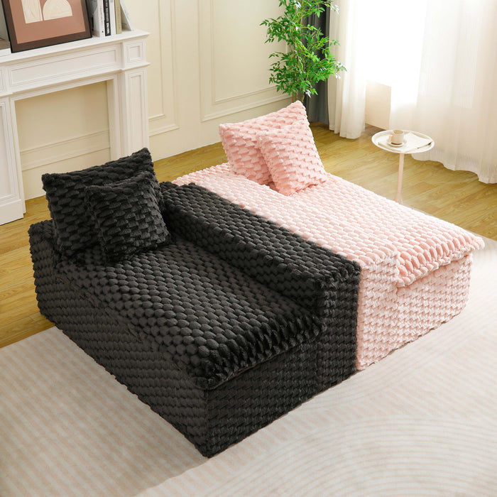 Multifunctional Sofa Pink Black, Fits 4 People
