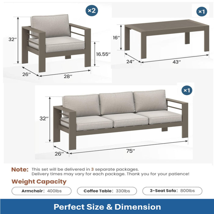Outdoor Patio Set All-Weather & Thick Cushions