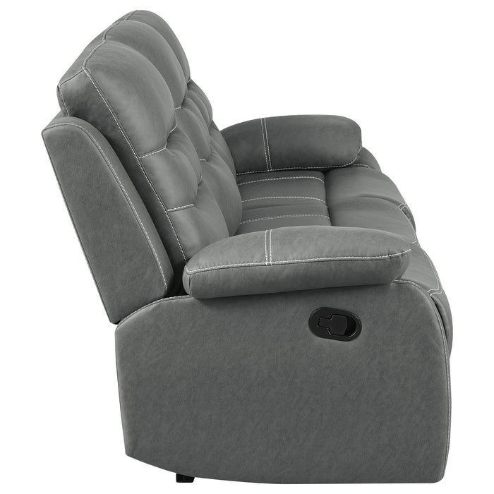 Kenneth - Upholstered Reclining Sofa With Track Arms - Dark Gray