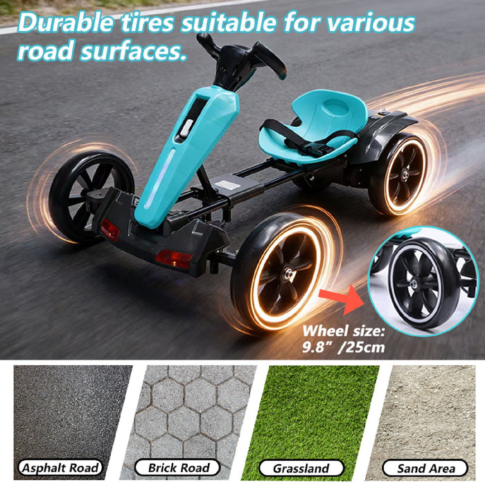 Electric Kids Pedal Go Kart With Adjustable Seat, Foldable Design