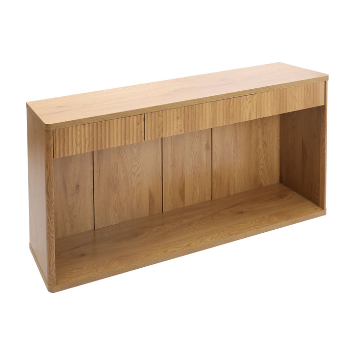 Fluted Console Table With 3 Drawers, Long Sofa Table Behind Couch For Living Room