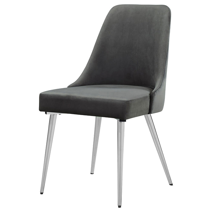 Padded Side Chair Of 2) With Upholstered Seat And Polished - Gray