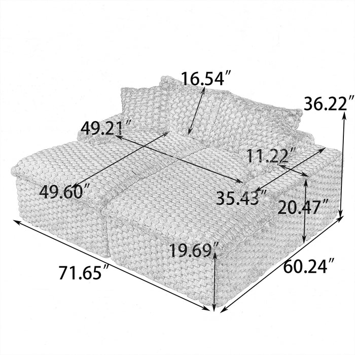 Double Chaise Lounge With Full Compressed Sponge