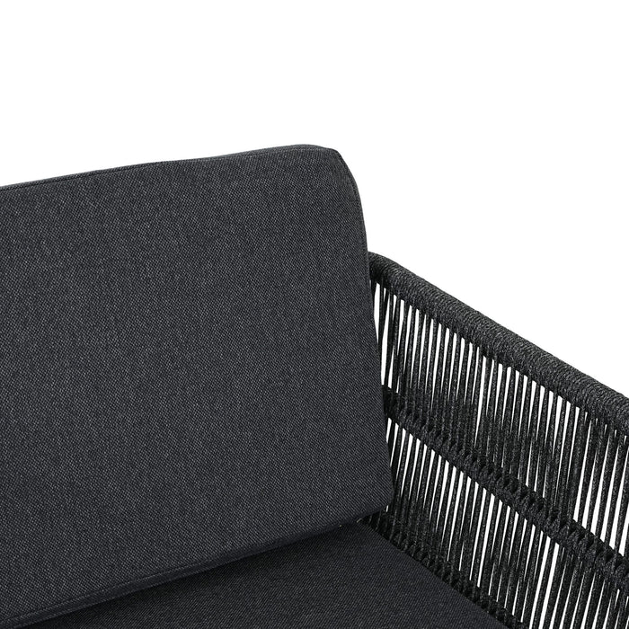 7 Piece Outdoor Dining Set With Table And 6 Chairs - Black / Teak / Gray