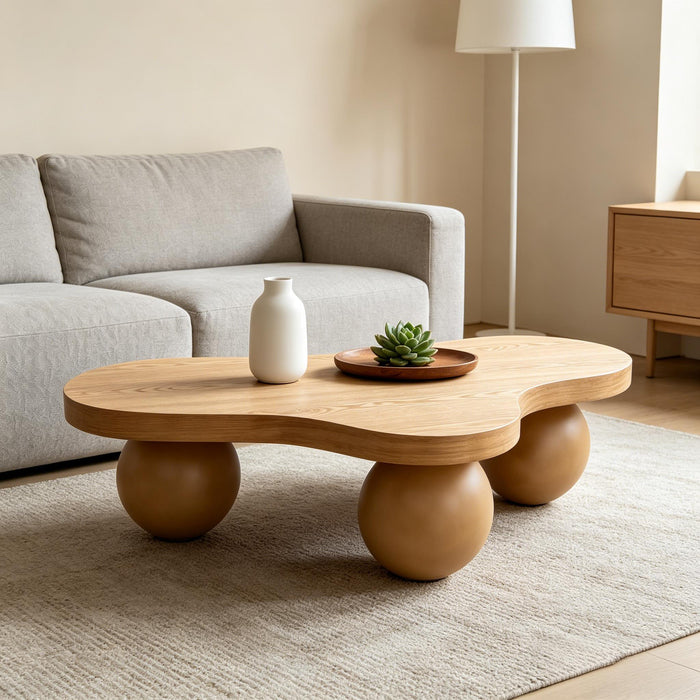 Cloud Shaped Coffee Table With 3 Ball Legs For Living Room
