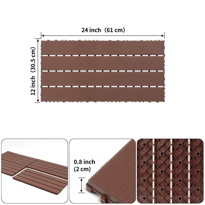 22 Piece Interlocking Outdoor Deck Tiles