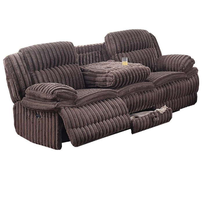 Motion Recliner Sofa With Fold-Down Table, Manual Recline, Charging Station & Cup Holders