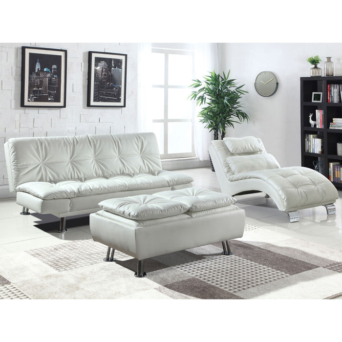 Kimpton - Upholstered Tufted Convertible Sofa Bed With Adjustable Arms Legs - White