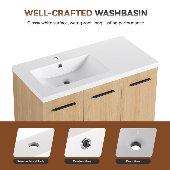 Wall Mounted Floating Bathroom Vanity With Sink, 3 Door Modular Cabinet