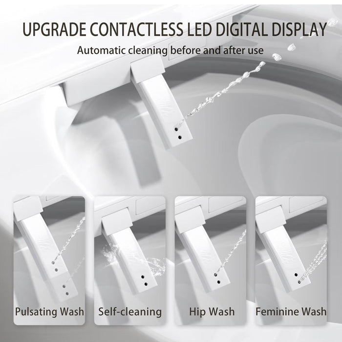Smart 1 Piece Bidet Toilet With Warm Air Dryer Heated Seat LED Night Light Auto Open / Close - White
